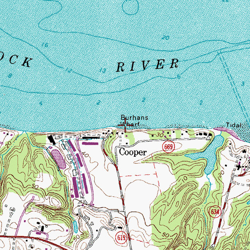 Topographic Map of Burhans Wharf, VA