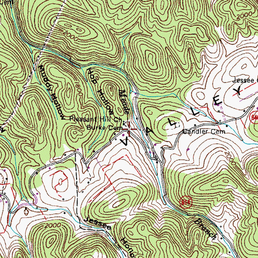 Topographic Map of Burke Cemetery, VA