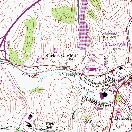 Topographic Map of Burkes Garden Station, VA