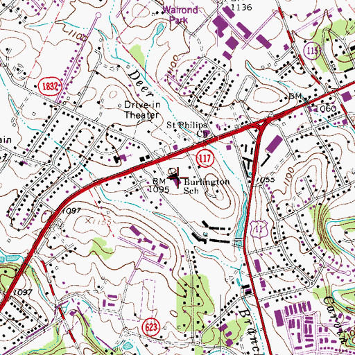 Topographic Map of Burlington Elementary School, VA