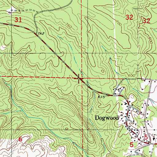 Topographic Map of Dogwood Mine, AL