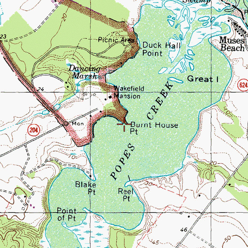 Topographic Map of Burnt House Point, VA