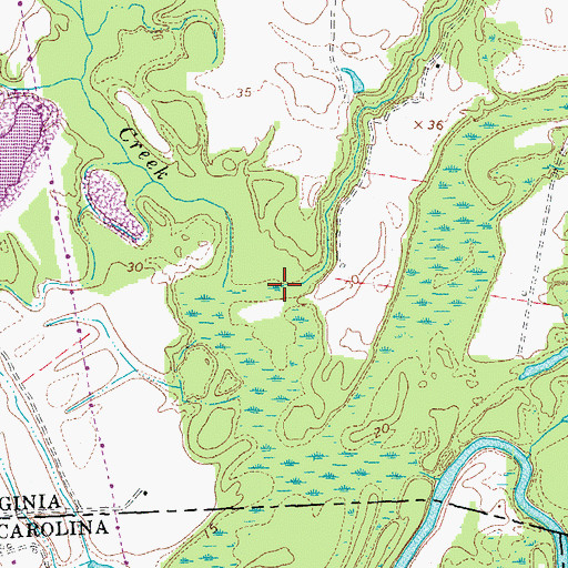 Topographic Map of Burnt Reeds Swamp, VA