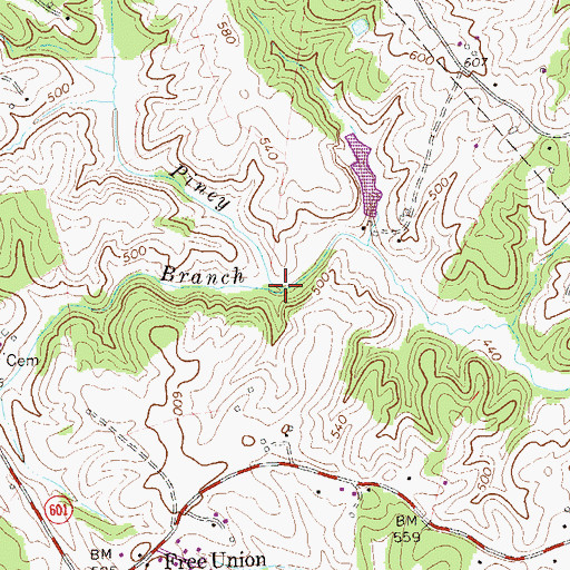 Topographic Map of Burruss Branch, VA
