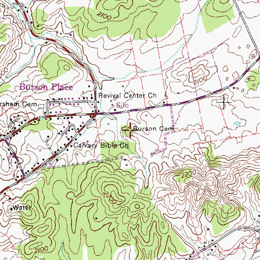 Topographic Map of Burson Cemetery, VA