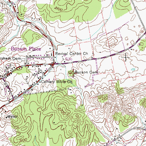 Topographic Map of Burson Cemetery, VA