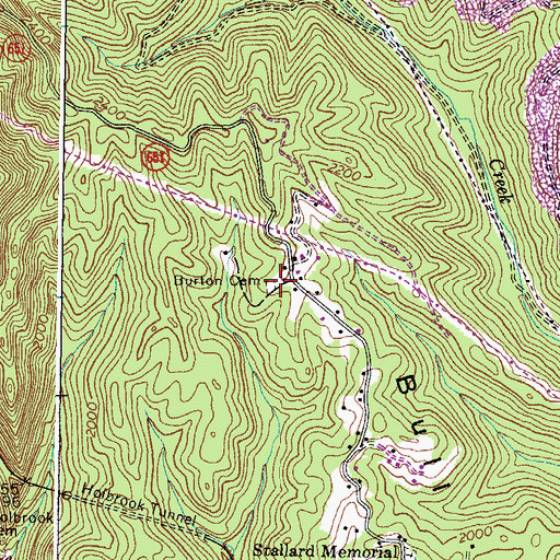 Topographic Map of Burton Cemetery, VA