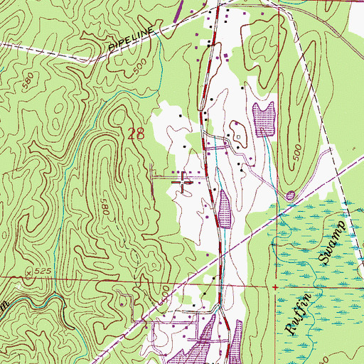 Topographic Map of Dunaway Farms, AL