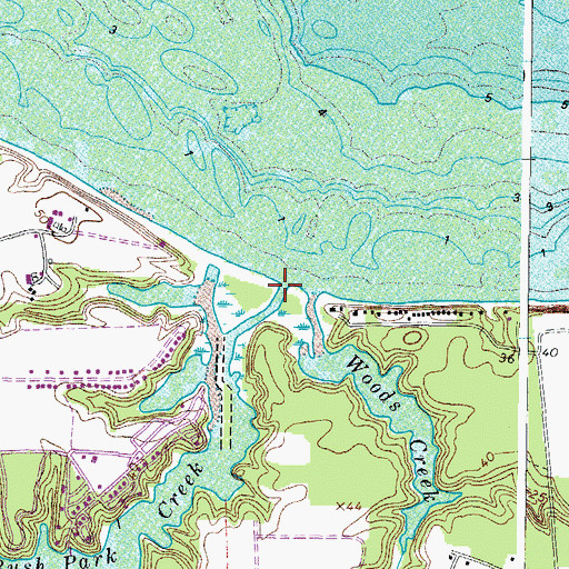 Topographic Map of Bush Park Creek, VA