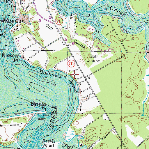 Topographic Map of Bushfield Bend, VA