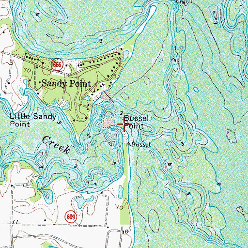 Topographic Map of Bussel Point, VA