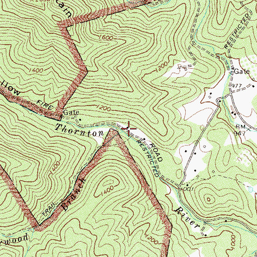 Topographic Map of Butterwood Branch, VA
