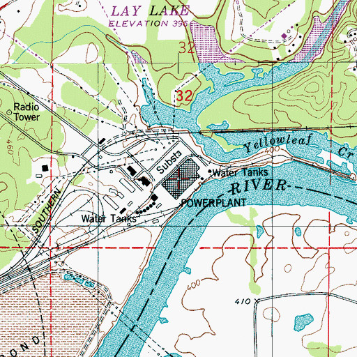 Topographic Map of Earnest C Gaston Steam Plant, AL