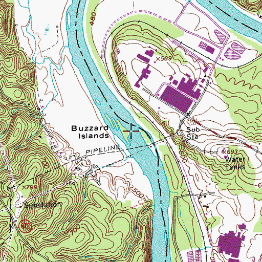 Topographic Map of Buzzard Islands, VA