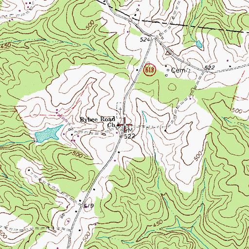 Topographic Map of Bybee Road Church, VA