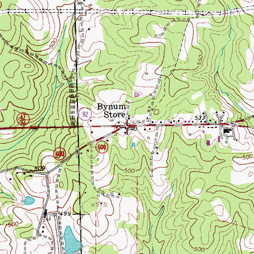 Topographic Map of Bynum Store, VA