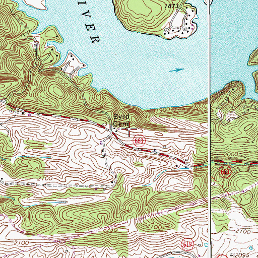 Topographic Map of Byrd Cemetery, VA