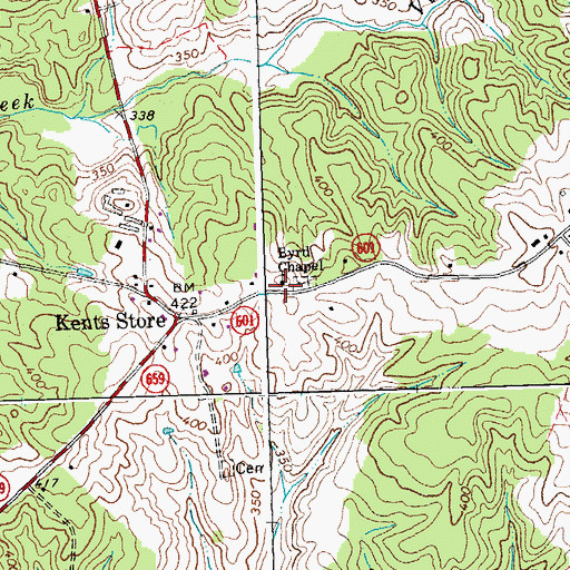 Topographic Map of Byrd Chapel, VA