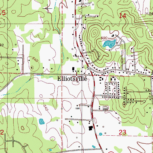 Topographic Map of Elliotsville, AL