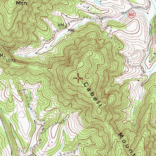 Topographic Map of Cabell Mountain, VA