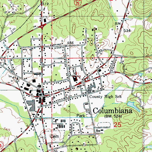 Topographic Map of Elvin Hill Elementary School, AL