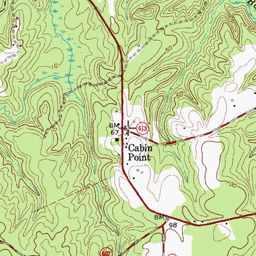 Topographic Map of Cabin Point, VA