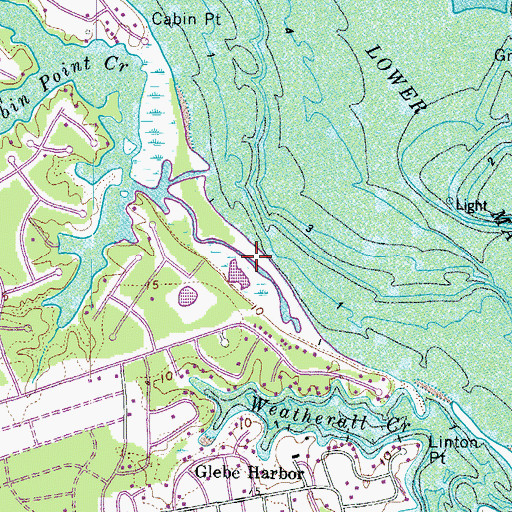 Topographic Map of Cabin Point Creek, VA