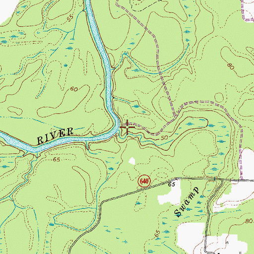 Topographic Map of Cabin Point Swamp, VA