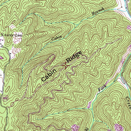 Topographic Map of Cabin Ridge, VA