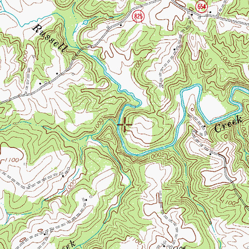 Topographic Map of Cadwell Creek, VA