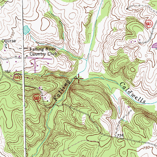 Topographic Map of Caldwells Creek, VA