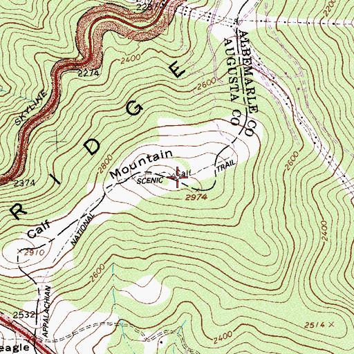 Topographic Map of Calf Mountain, VA