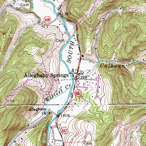 Topographic Map of Calhoun Run, VA