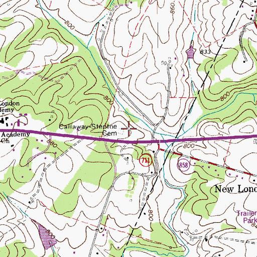 Topographic Map of Callaway-Steptoe Cemetery, VA
