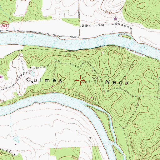 Topographic Map of Calmes Neck, VA