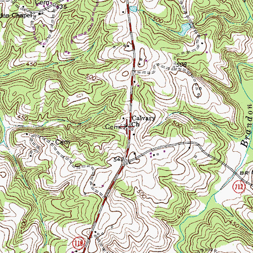 Topographic Map of Calvary Church, VA