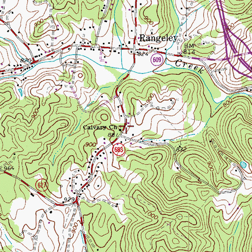 Topographic Map of Calvary Church, VA