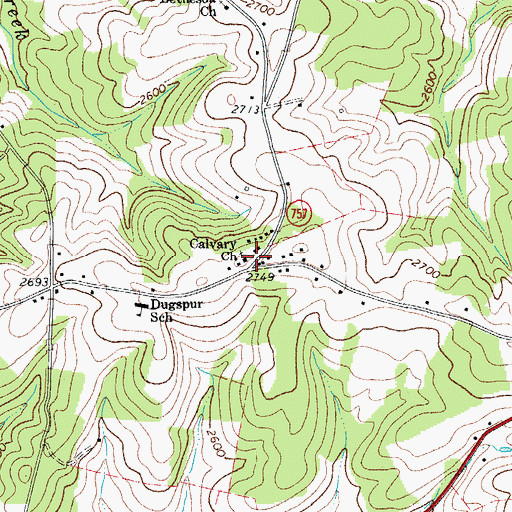 Topographic Map of Calvary Church, VA