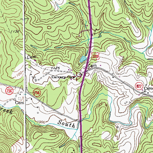 Topographic Map of Calvary Church, VA