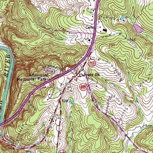 Topographic Map of Calvary Church, VA