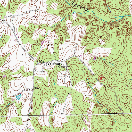 Topographic Map of Calvary Church, VA