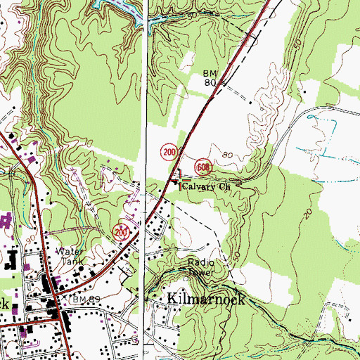Topographic Map of Calvary Church, VA