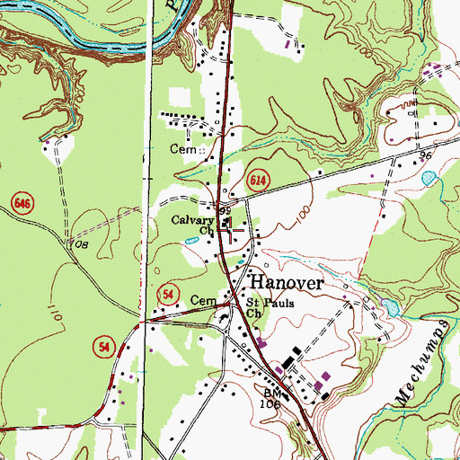 Topographic Map of Calvary Church, VA