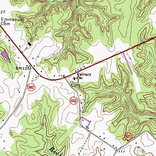Topographic Map of Calvary Church, VA