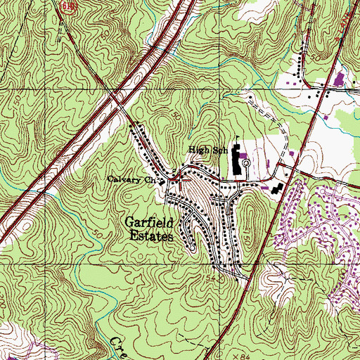 Topographic Map of Calvary Church, VA