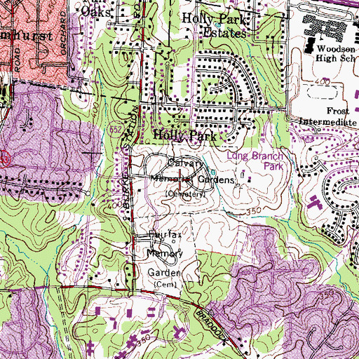 Topographic Map of Calvary Memorial Gardens, VA