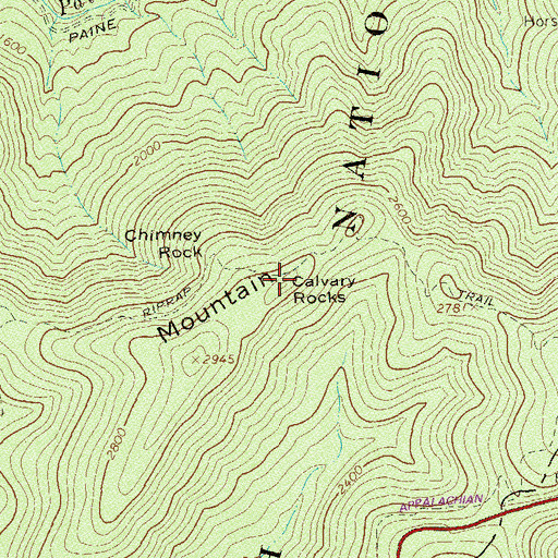 Topographic Map of Calvary Rocks, VA