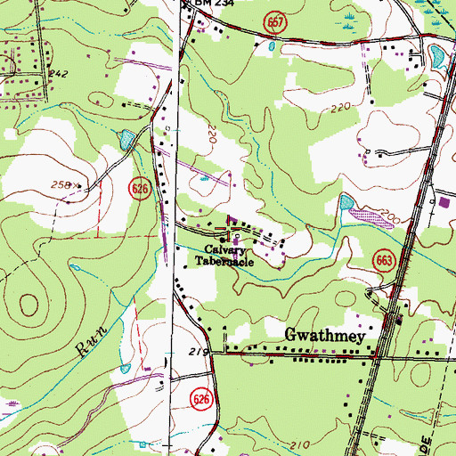 Topographic Map of Calvary Tabernacle, VA