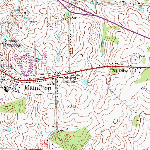 Topographic Map of Calvary Temple, VA