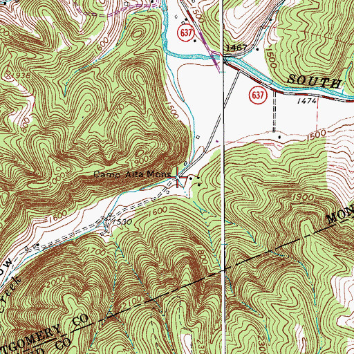 Topographic Map of Camp Alta Mons, VA